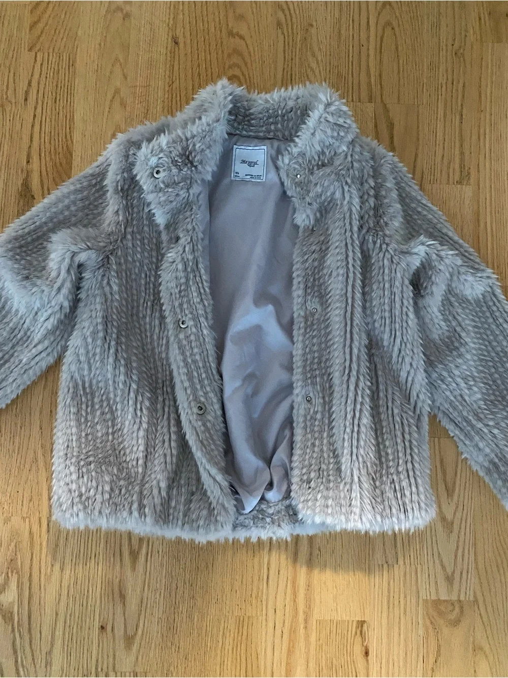 Mayoral Cozy Faux-Fur Teddy Jacket in Light Gray